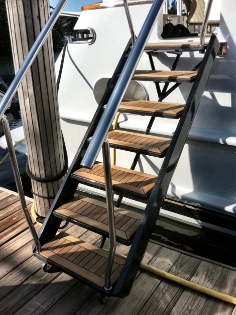 Image for article Bristol Yacht Components installs new carbon fibre stair system on Independence II